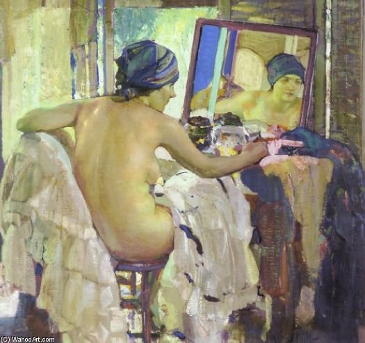 Wikioo.org - The Encyclopedia of Fine Arts - Painting, Artwork by Richard Edward Miller - Reflections At The Dressing Table