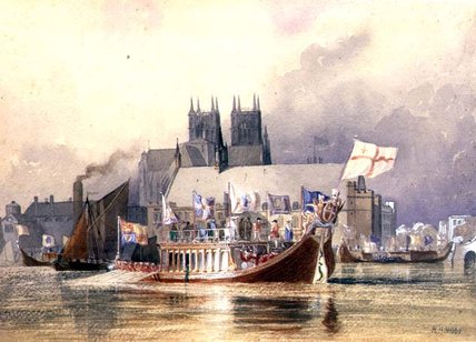 WikiOO.org - Encyclopedia of Fine Arts - Maalaus, taideteos Richard Henry Nibbs - Arrival Of The Lord Mayor At Westminster