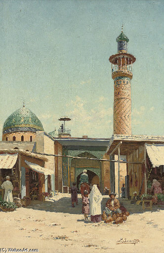 WikiOO.org - Encyclopedia of Fine Arts - Maľba, Artwork Richard Karlovich Zommer - The Market At Samarkand