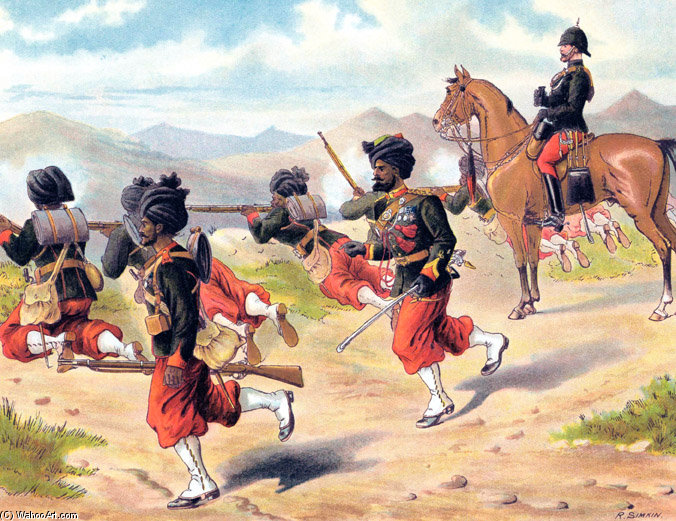 Wikioo.org - The Encyclopedia of Fine Arts - Painting, Artwork by Richard Simkin - Bombay Native Infantry