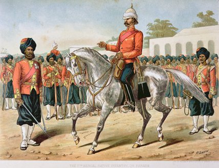 WikiOO.org - دایره المعارف هنرهای زیبا - نقاشی، آثار هنری Richard Simkin - The 7th Bengal Infantry On Parade