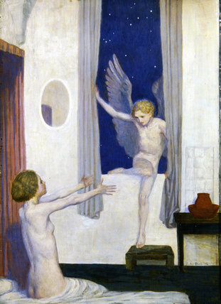 Wikioo.org - The Encyclopedia of Fine Arts - Painting, Artwork by Robert Anning Bell - Cupid's Visit