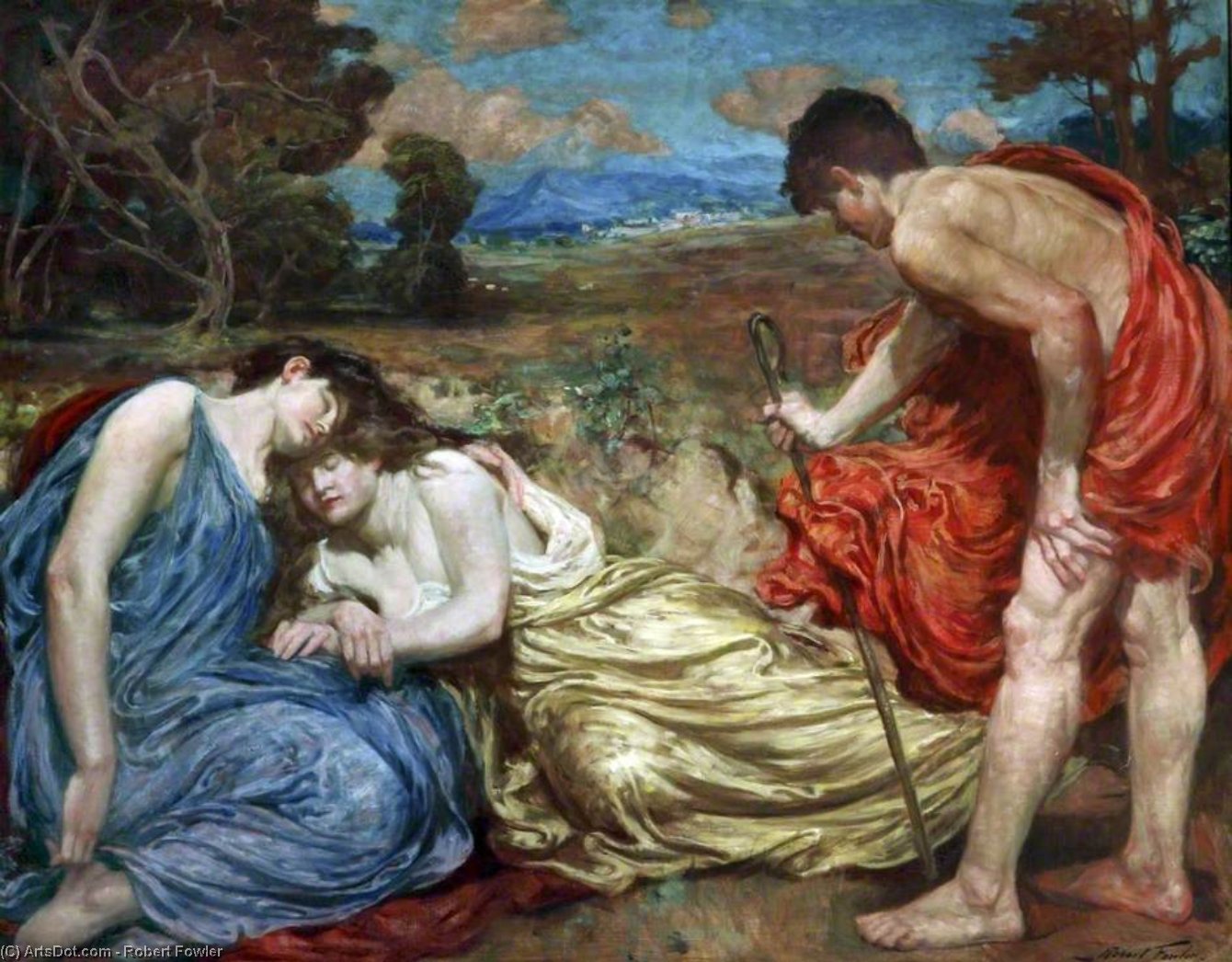 Wikioo.org - The Encyclopedia of Fine Arts - Painting, Artwork by Robert Fowler - Sleeping Nymphs Discovered By A Shepherd