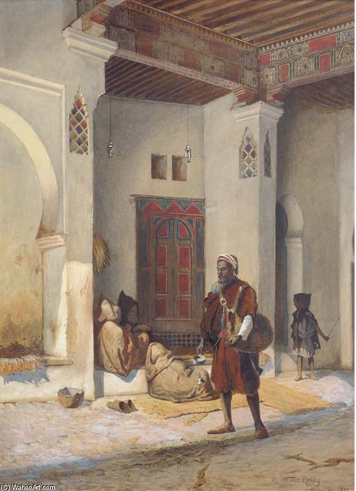 Wikioo.org - Die Enzyklopädie bildender Kunst - Malerei, Kunstwerk von Robert George Talbot Kelly - Ein Blind Beggar in einer Straße in Tanger