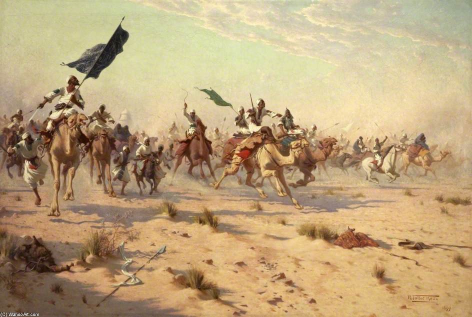 Wikioo.org - The Encyclopedia of Fine Arts - Painting, Artwork by Robert George Talbot Kelly - The Flight Of The Khalifa After His Defeat At The Battle Of Omdurman