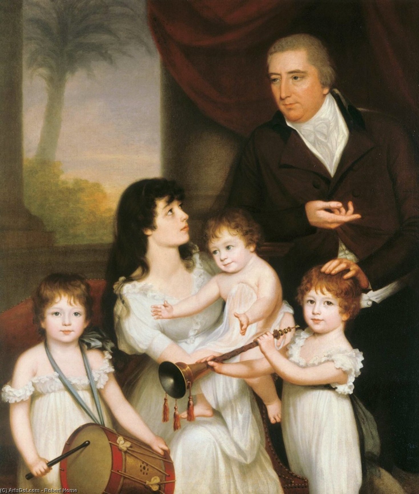 Wikioo.org - The Encyclopedia of Fine Arts - Painting, Artwork by Robert Home - Portrait Of Sir William Fairlie And Family