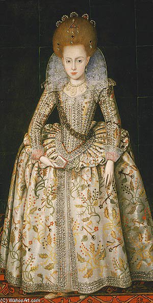 WikiOO.org - Enciclopedia of Fine Arts - Pictura, lucrări de artă Robert Peake - Princess Elizabeth (1596–1662), Later Queen of Bohemia
