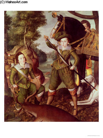 Wikioo.org - The Encyclopedia of Fine Arts - Painting, Artwork by Robert Peake - Peake Henry Prince Of Wales And Robert Devereux 3rd Earl Of Essex Circa