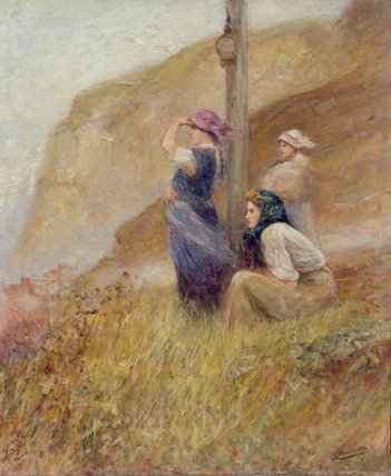 Wikioo.org - The Encyclopedia of Fine Arts - Painting, Artwork by Robert Thorne Waite - Waiting On The Cliffs