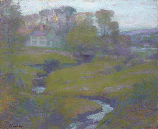 Wikioo.org - The Encyclopedia of Fine Arts - Painting, Artwork by Robert William Vonnoh - Lingering Rain, Moon And Eventide