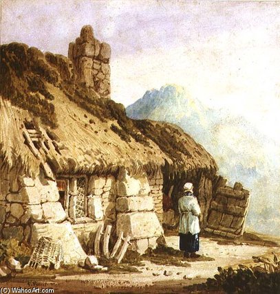 Wikioo.org - สารานุกรมวิจิตรศิลป์ - จิตรกรรม Samuel Prout - A Dartmoor Cottage
