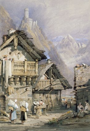 WikiOO.org - Güzel Sanatlar Ansiklopedisi - Resim, Resimler Samuel Prout - An Alpine Village