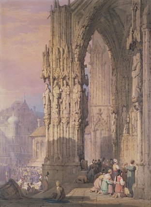 WikiOO.org - אנציקלופדיה לאמנויות יפות - ציור, יצירות אמנות Samuel Prout - Porch Of Regensburg Cathedral