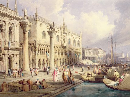 Wikioo.org - The Encyclopedia of Fine Arts - Painting, Artwork by Samuel Prout - The Molo And The Doges' Palace, Venice
