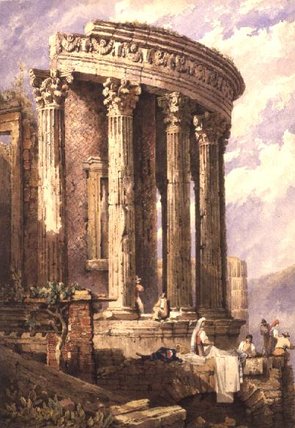 Wikioo.org – L'Encyclopédie des Beaux Arts - Peinture, Oeuvre de Samuel Prout - Tivoli, temple de la Sibylle