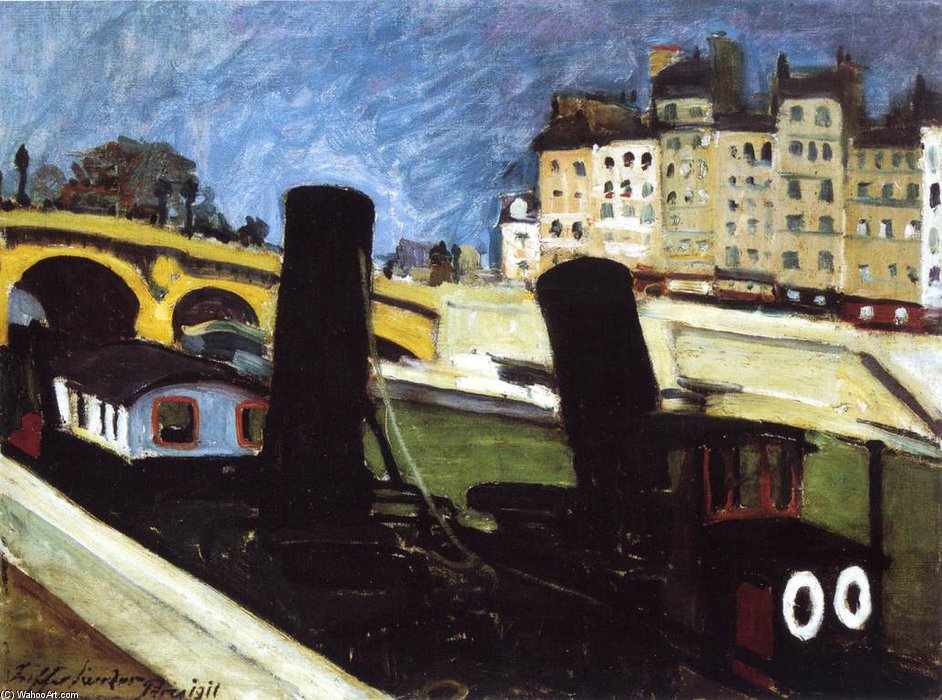 Wikioo.org - The Encyclopedia of Fine Arts - Painting, Artwork by Sandor Ziffer - Boats On The Seine