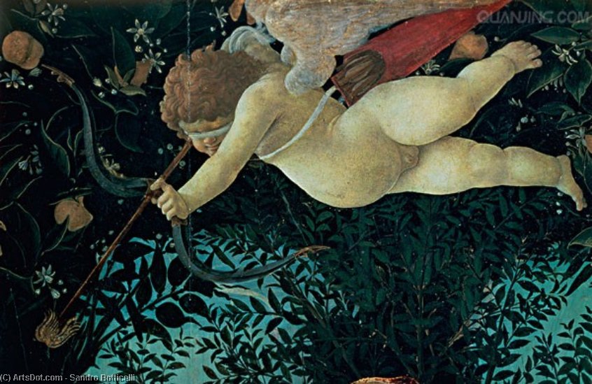 Wikioo.org – L'Enciclopedia delle Belle Arti - Pittura, Opere di Sandro Botticelli - dettaglio Cupido , dal Primavera
