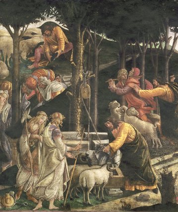 WikiOO.org - Güzel Sanatlar Ansiklopedisi - Resim, Resimler Sandro Botticelli - Detail Of The Youth Of Moses, In The Sistine Chapel