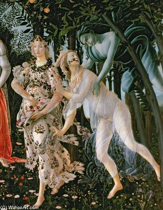 Wikioo.org - The Encyclopedia of Fine Arts - Painting, Artwork by Sandro Botticelli - Detail Of Zephyr, And Flora As The Hour Of Spring