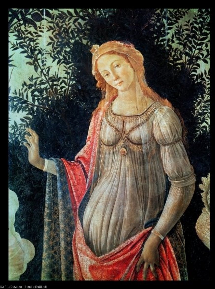 WikiOO.org - Encyclopedia of Fine Arts - Schilderen, Artwork Sandro Botticelli - Primavera, Detail Of Venus