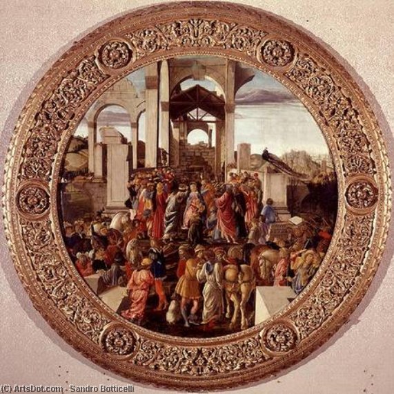 Wikoo.org - موسوعة الفنون الجميلة - اللوحة، العمل الفني Sandro Botticelli - The Adoration Of The Kings