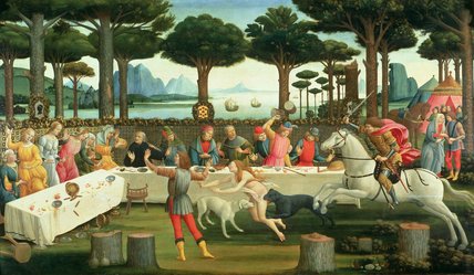 Wikoo.org - موسوعة الفنون الجميلة - اللوحة، العمل الفني Sandro Botticelli - The Banquet In The Pinewoods