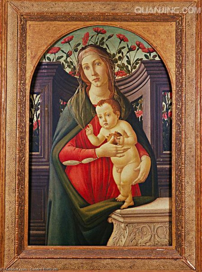 Wikioo.org - The Encyclopedia of Fine Arts - Painting, Artwork by Sandro Botticelli - The Madonna And Child In A Niche Decorated With