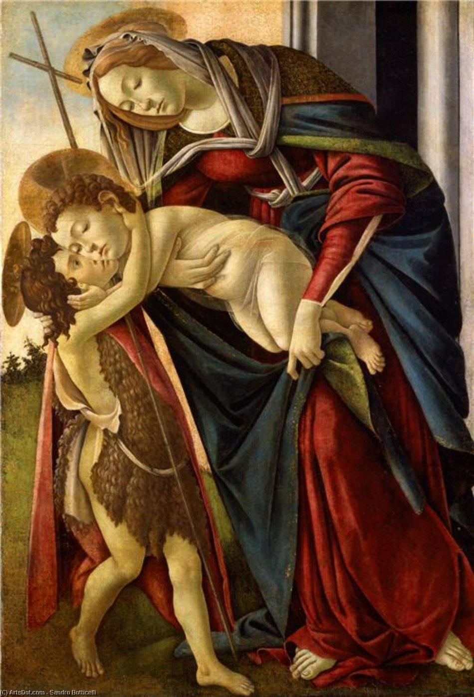 Wikioo.org - The Encyclopedia of Fine Arts - Painting, Artwork by Sandro Botticelli - The Madonna And Child With The Infant St. John