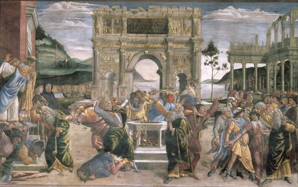 Wikioo.org – L'Enciclopedia delle Belle Arti - Pittura, Opere di Sandro Botticelli - La punizione di Core, Dathan e Abiram