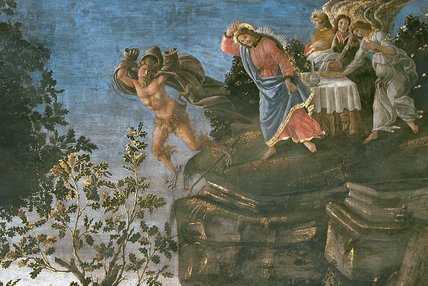 Wikioo.org – L'Enciclopedia delle Belle Arti - Pittura, Opere di Sandro Botticelli - La purificazione del lebbroso e Tentazione Di Cristo -