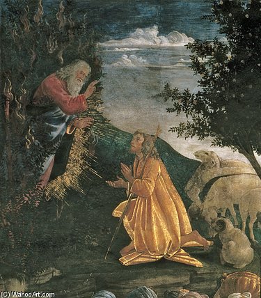 Wikioo.org - Encyklopedia Sztuk Pięknych - Malarstwo, Grafika Sandro Botticelli - The Youth Of Moses, In The Sistine Chapel -