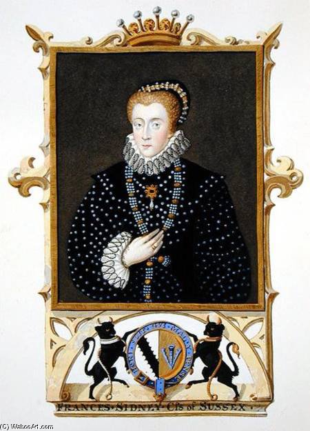 Wikioo.org - The Encyclopedia of Fine Arts - Painting, Artwork by Sarah Countess Of Essex - Portrait Of Frances Sidney Countess Of Sussex From 'memoirs Of The Court Of Queen Elizabe