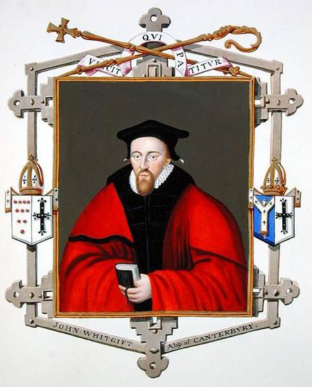 Wikioo.org - The Encyclopedia of Fine Arts - Painting, Artwork by Sarah Countess Of Essex - Portrait Of John Whitgift Archbishop Of Canterbury From 'memoirs Of The Court Of Queen