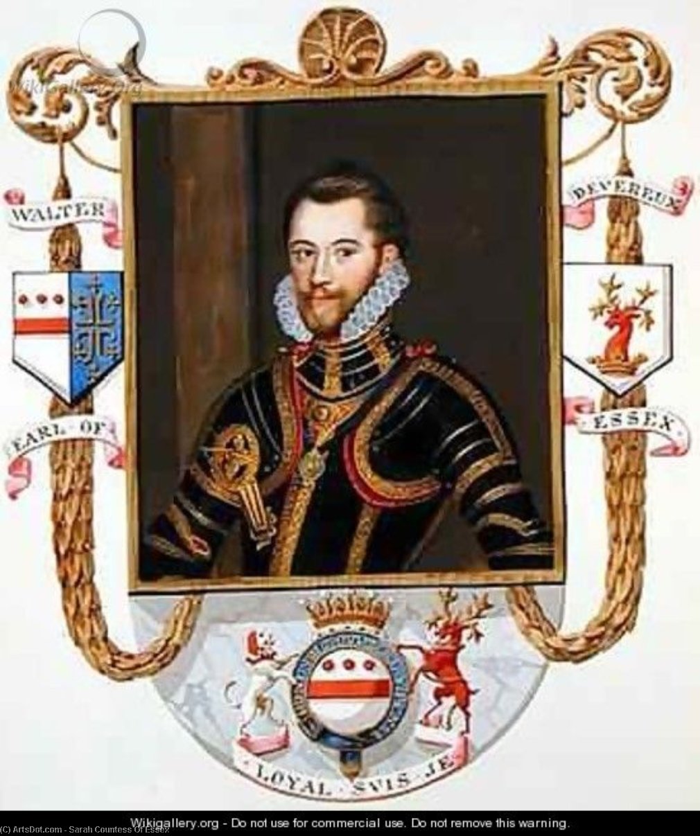 Wikioo.org - The Encyclopedia of Fine Arts - Painting, Artwork by Sarah Countess Of Essex - Portrait Of Walter Devereux 1st Earl Of Essex From 'memoirs Of The Court Of Queen Elizabet