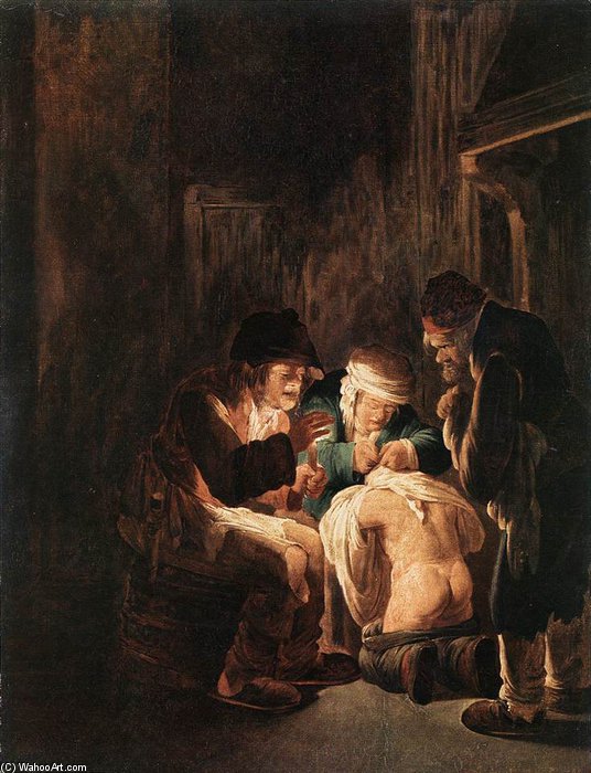 WikiOO.org - Encyclopedia of Fine Arts - Schilderen, Artwork Sebastiano Mazzoni - Hunting By Candlelight