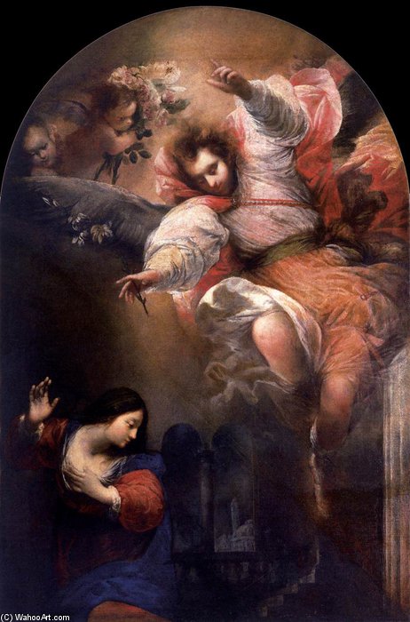 Wikioo.org - The Encyclopedia of Fine Arts - Painting, Artwork by Sebastiano Mazzoni - The Annunciation