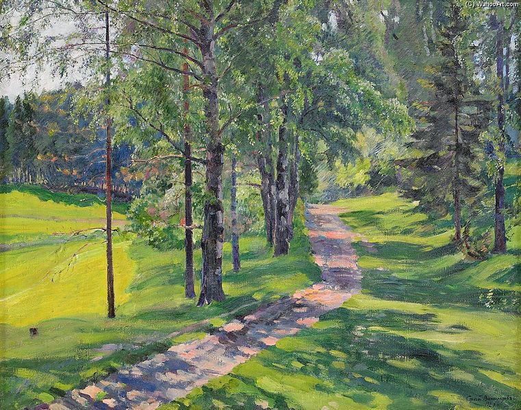 Wikioo.org - The Encyclopedia of Fine Arts - Painting, Artwork by Sergei Arsenievich Vinogradov - The Road To The Estate