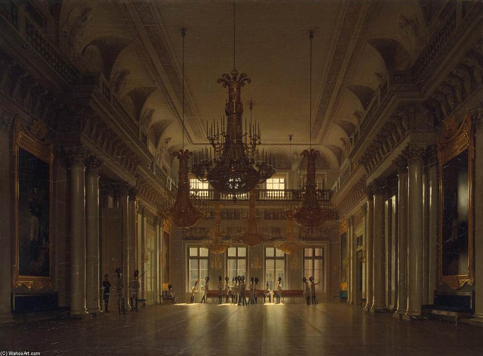 Wikioo.org - The Encyclopedia of Fine Arts - Painting, Artwork by Sergey Konstantinovich Zaryanko - The Fieldmarshals' Hall In The Winter Palace