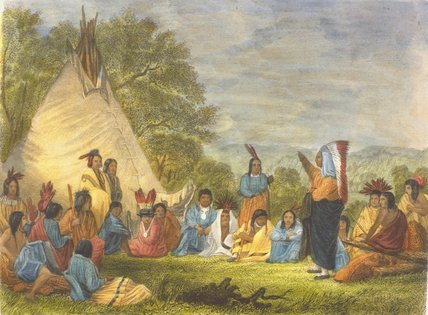Wikioo.org - The Encyclopedia of Fine Arts - Painting, Artwork by Seth Eastman - Indians In Council