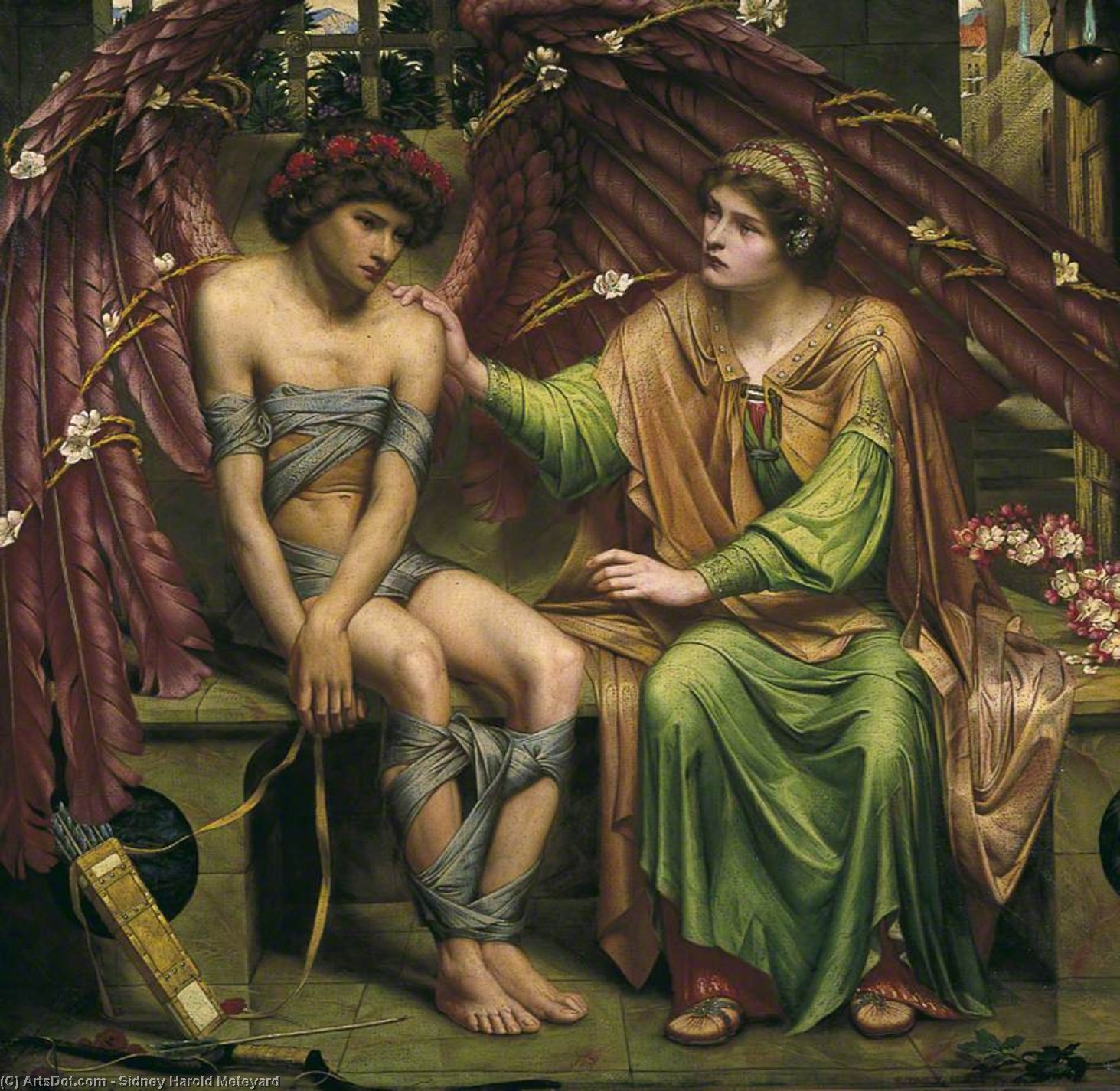 Wikioo.org - The Encyclopedia of Fine Arts - Painting, Artwork by Sidney Harold Meteyard - Hope Comforting Love In Bondage