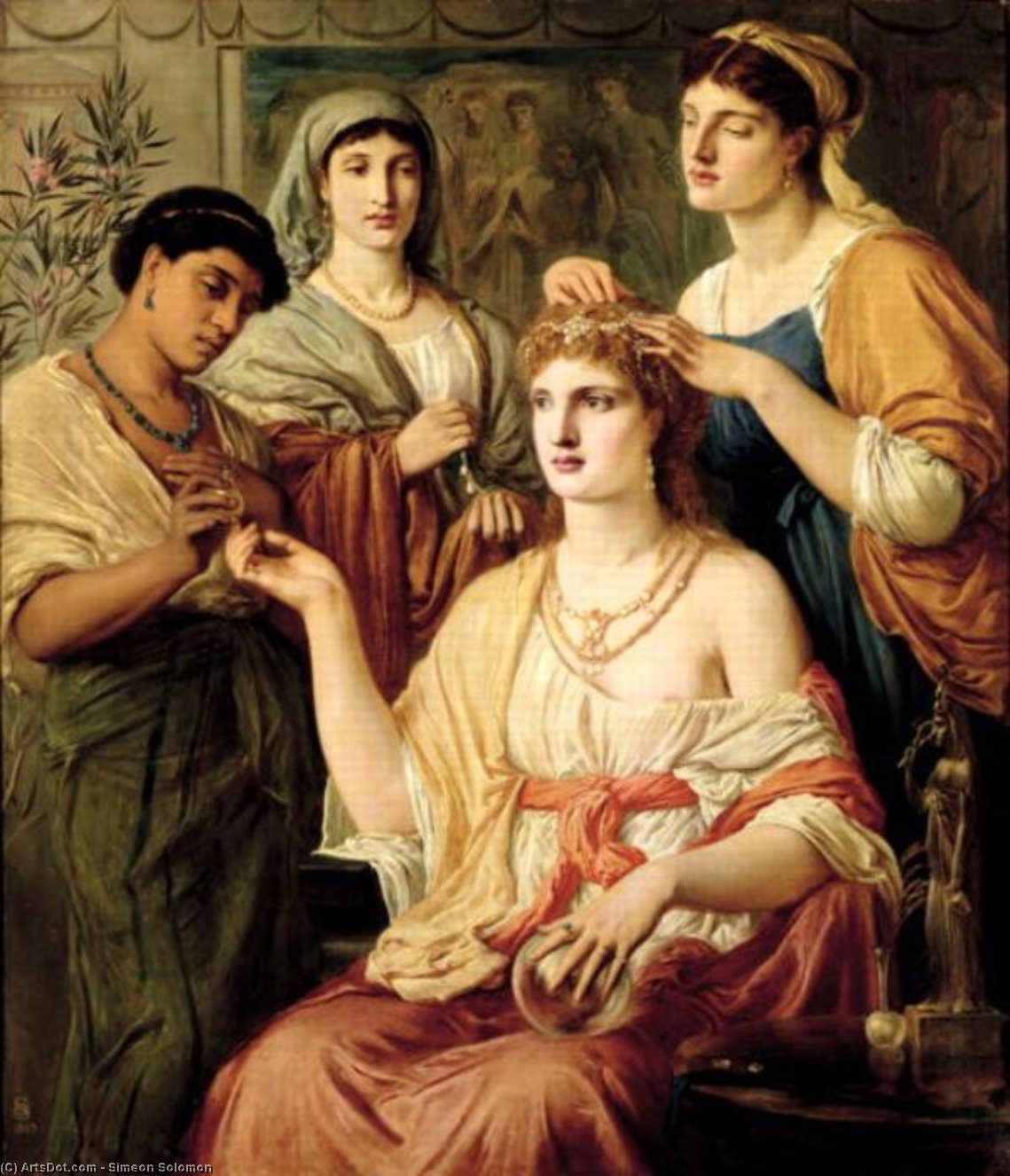 Wikioo.org - The Encyclopedia of Fine Arts - Painting, Artwork by Simeon Solomon - The Toilet Of A Roman Lady
