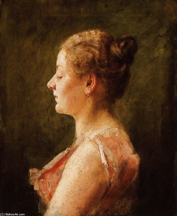 WikiOO.org - Encyclopedia of Fine Arts - Maalaus, taideteos Simon Hollosy - Girl With A Bun