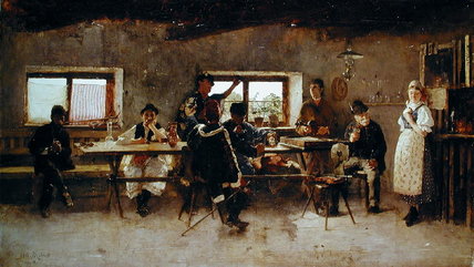 Wikioo.org – L'Enciclopedia delle Belle Arti - Pittura, Opere di Simon Hollosy - I festaioli in un pub