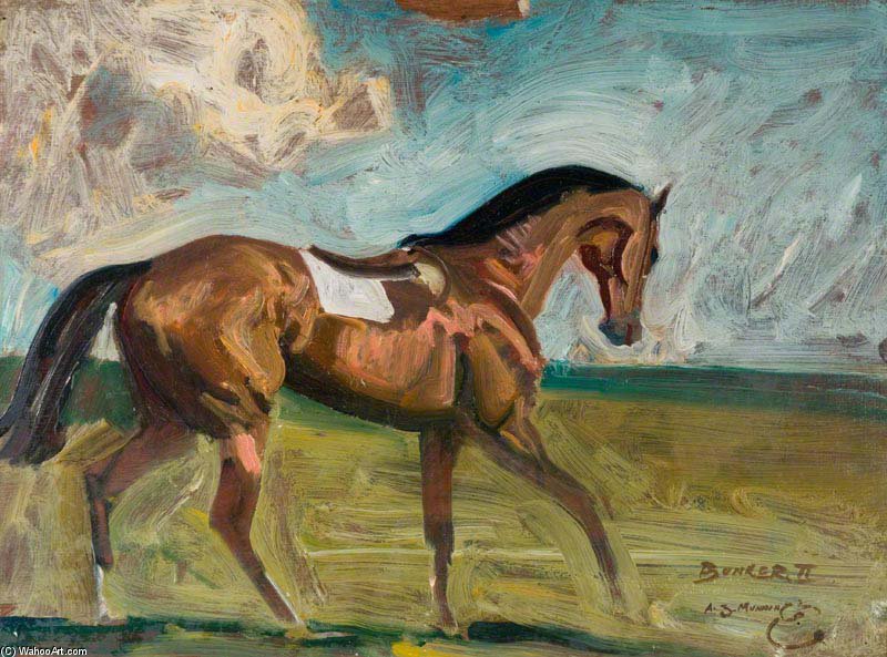 WikiOO.org - دایره المعارف هنرهای زیبا - نقاشی، آثار هنری Alfred James Munnings - 'bunker Ii', A Bay Racehorse