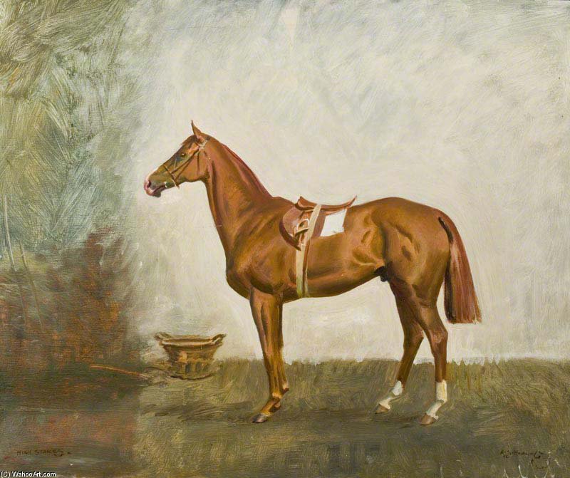 WikiOO.org – 美術百科全書 - 繪畫，作品 Alfred James Munnings - “高风险”，阿斯特勋爵的马