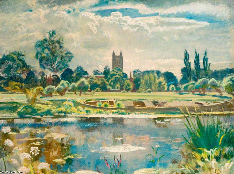 Wikioo.org - The Encyclopedia of Fine Arts - Painting, Artwork by Alfred James Munnings - A Barge On The Stour At Dedham -