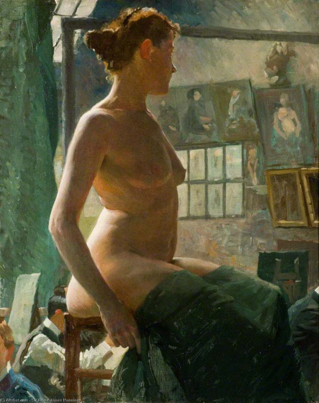 Wikioo.org – L'Enciclopedia delle Belle Arti - Pittura, Opere di Alfred James Munnings - Un nudo femminile seduti al Julian's Atelier , Ruta Du Drago