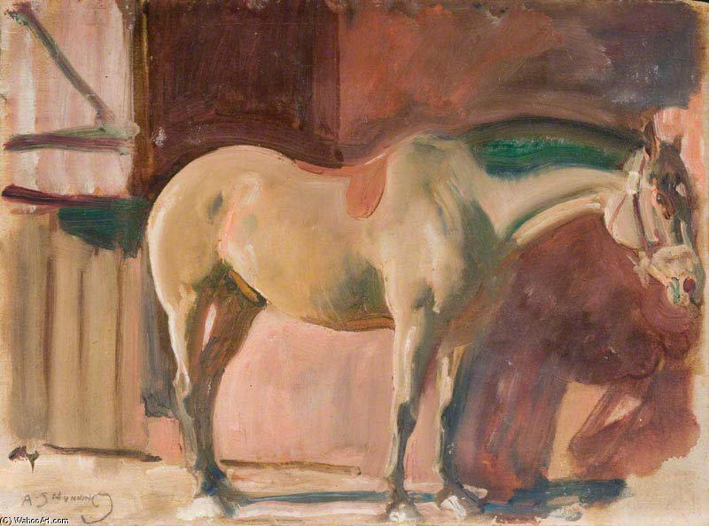 Wikioo.org - The Encyclopedia of Fine Arts - Painting, Artwork by Alfred James Munnings - A Hunter In A Stable