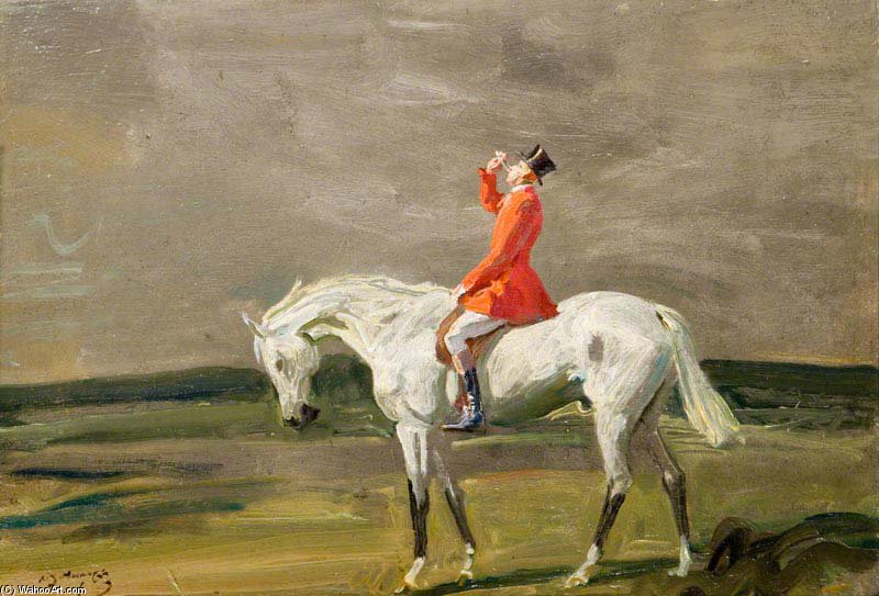 Wikioo.org - สารานุกรมวิจิตรศิลป์ - จิตรกรรม Alfred James Munnings - A Huntsman On A Grey In A Landscape