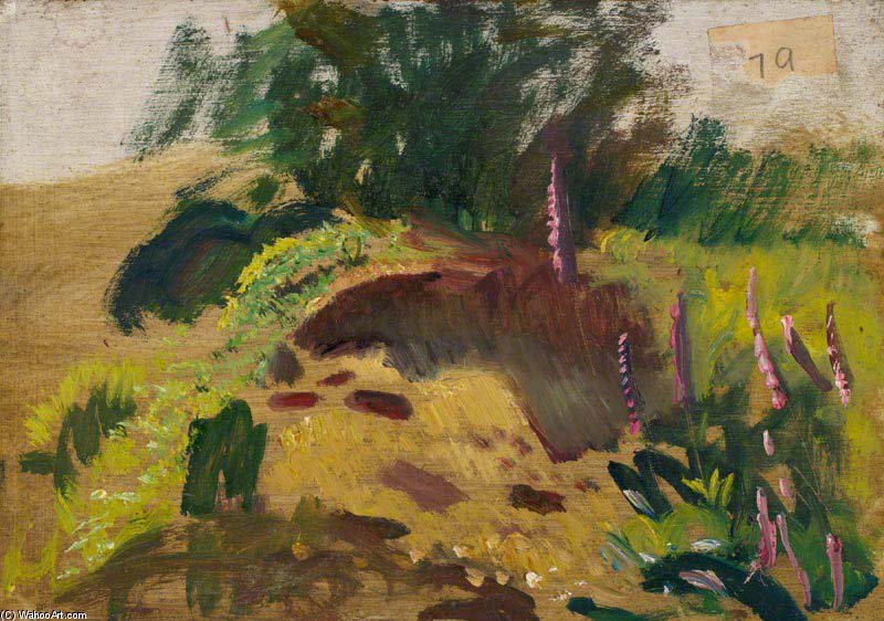 Wikoo.org - موسوعة الفنون الجميلة - اللوحة، العمل الفني Alfred James Munnings - A Landscape With Foxgloves